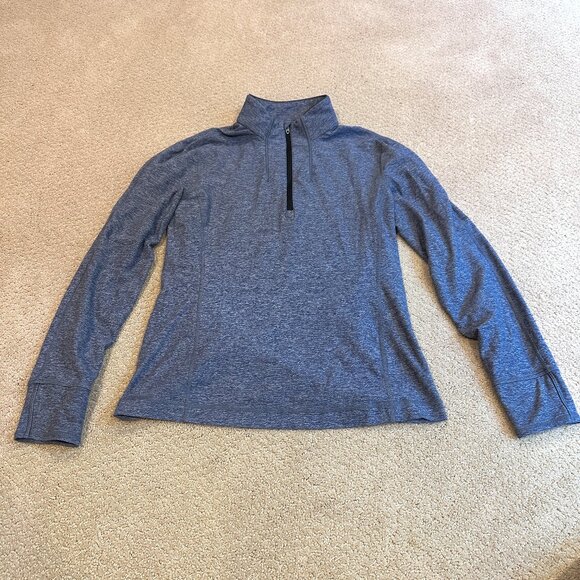 Lululemon Men's 1/2 Zip Long Sleeve Jacket Shirt Heather Blue Gray Run Gym SMALL - Picture 1 of 11